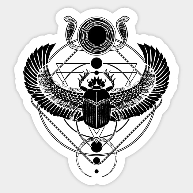 Winged scarab and the Sun disc Sticker by Von Kowen